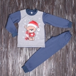 Пижама начесная " Merry christmas " индиго